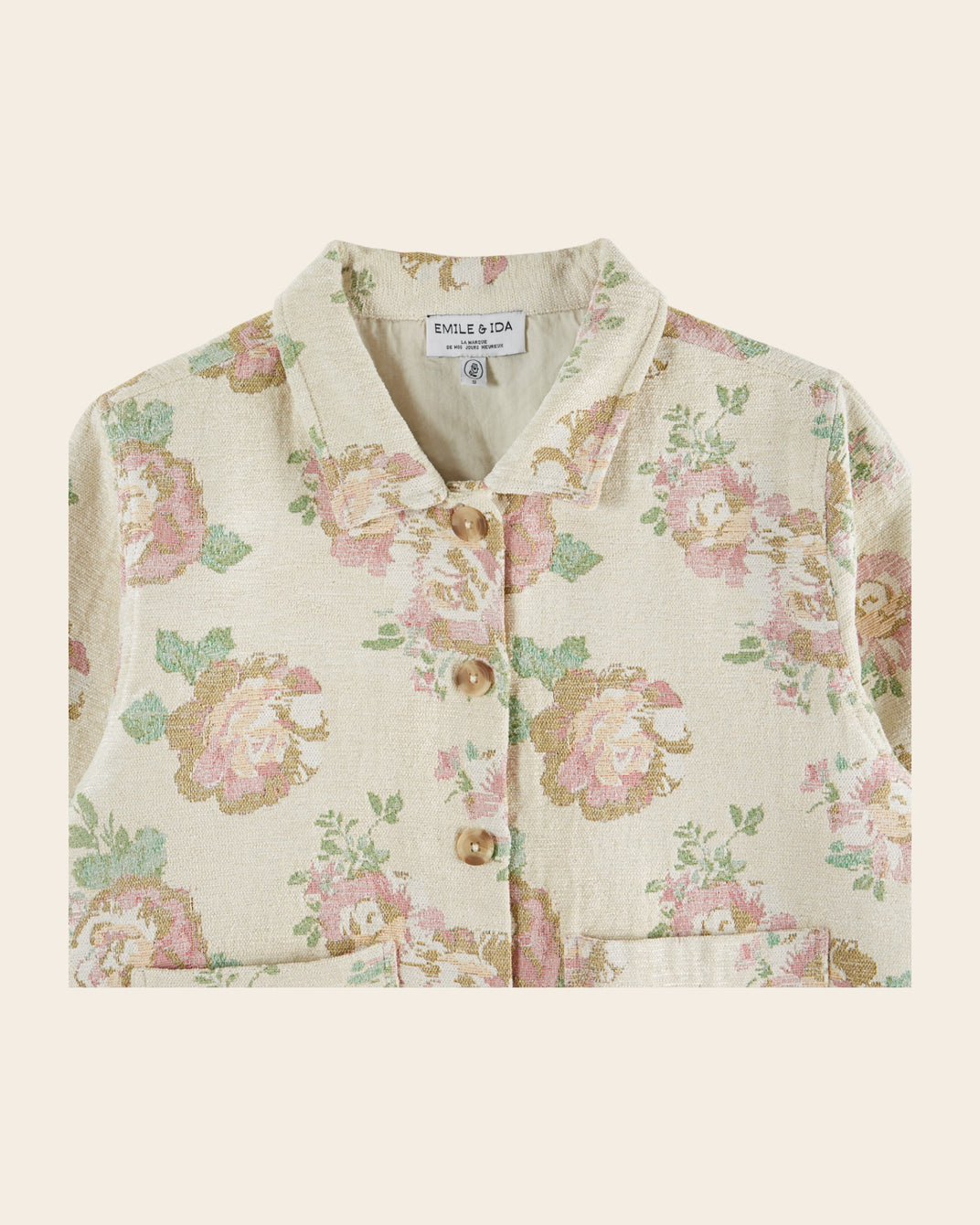 Veste - Fleurie jacquard beige