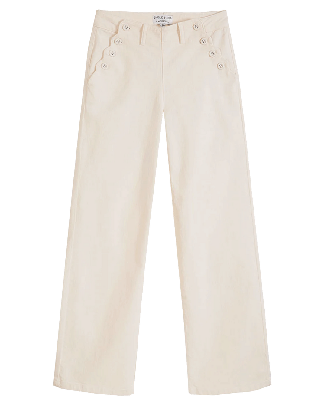 Ecru stretch denim bridge pants