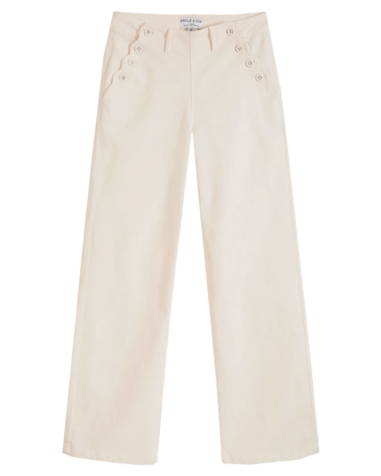 emile et ida Pantalon à pont denim stretch écru
