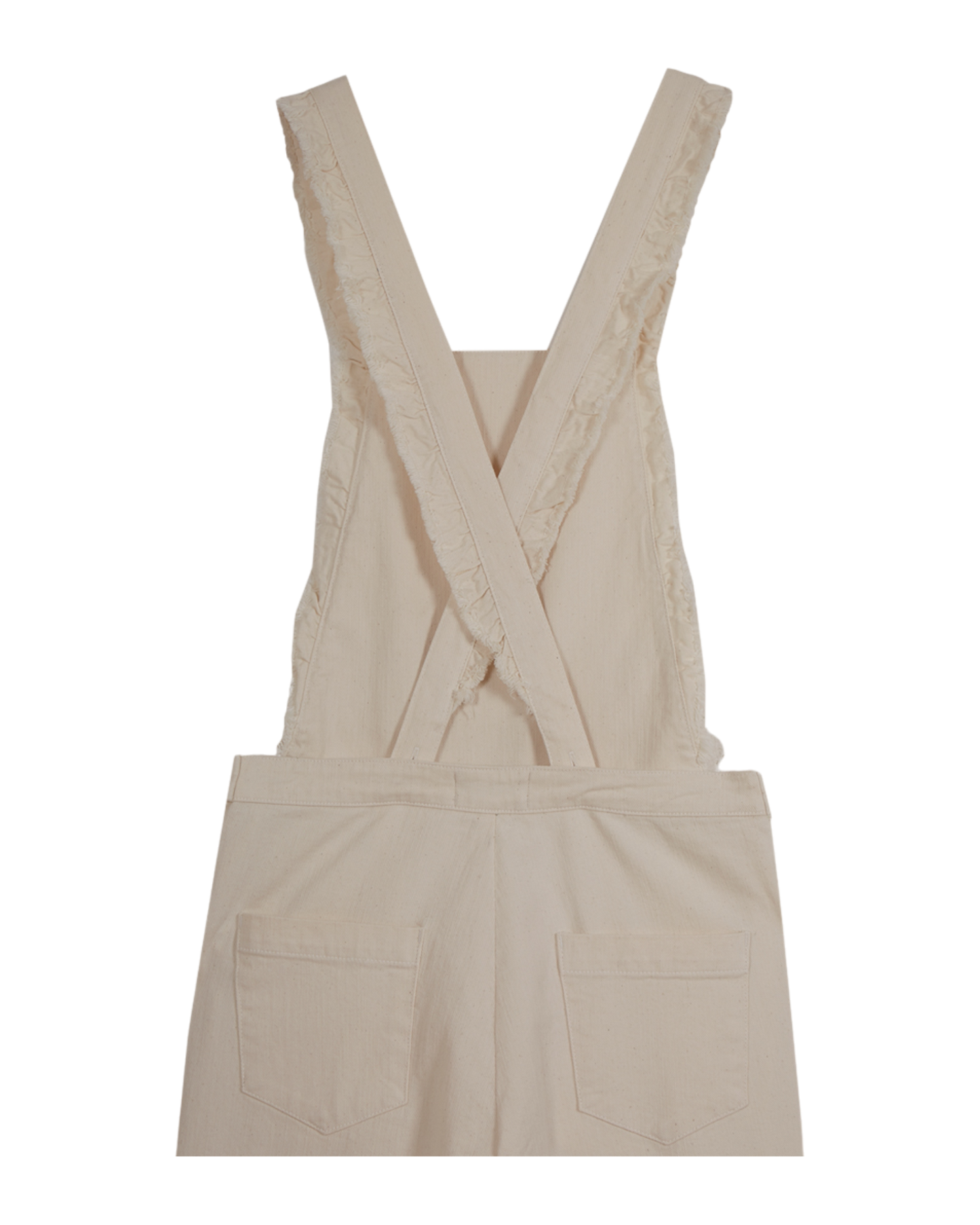 Ecru crossed back denim overalls