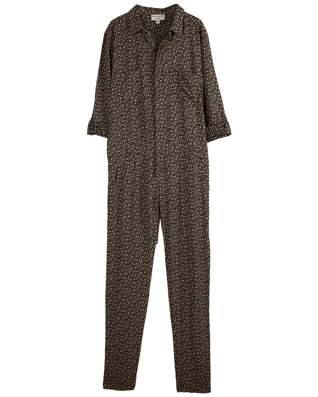 Black floral viscose jumpsuit