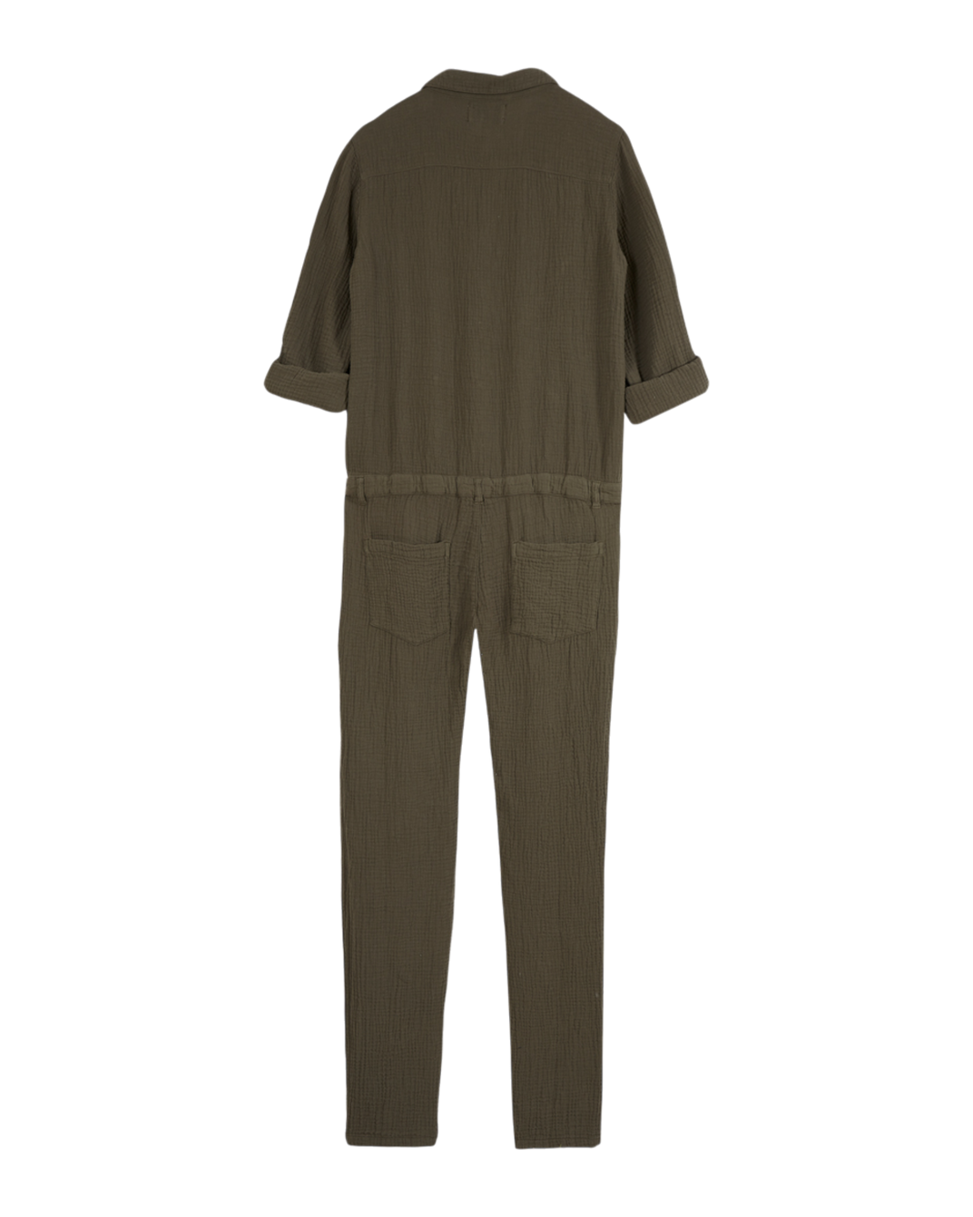 Khaki double cotton gauze jumpsuit