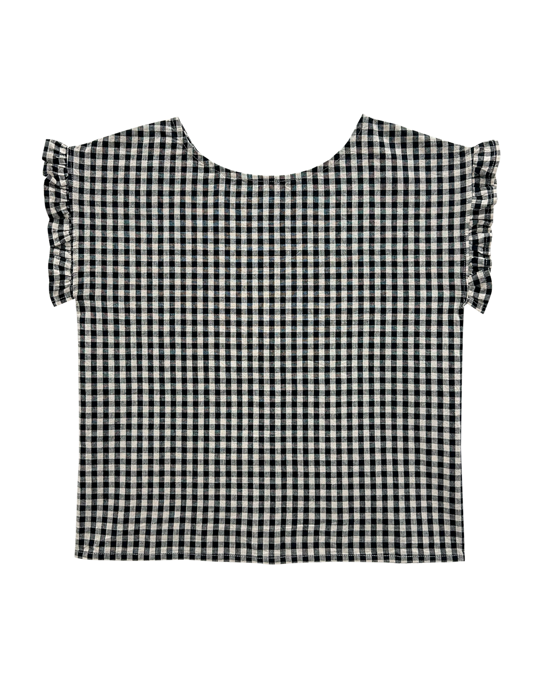 Blouse volantée vichy noir