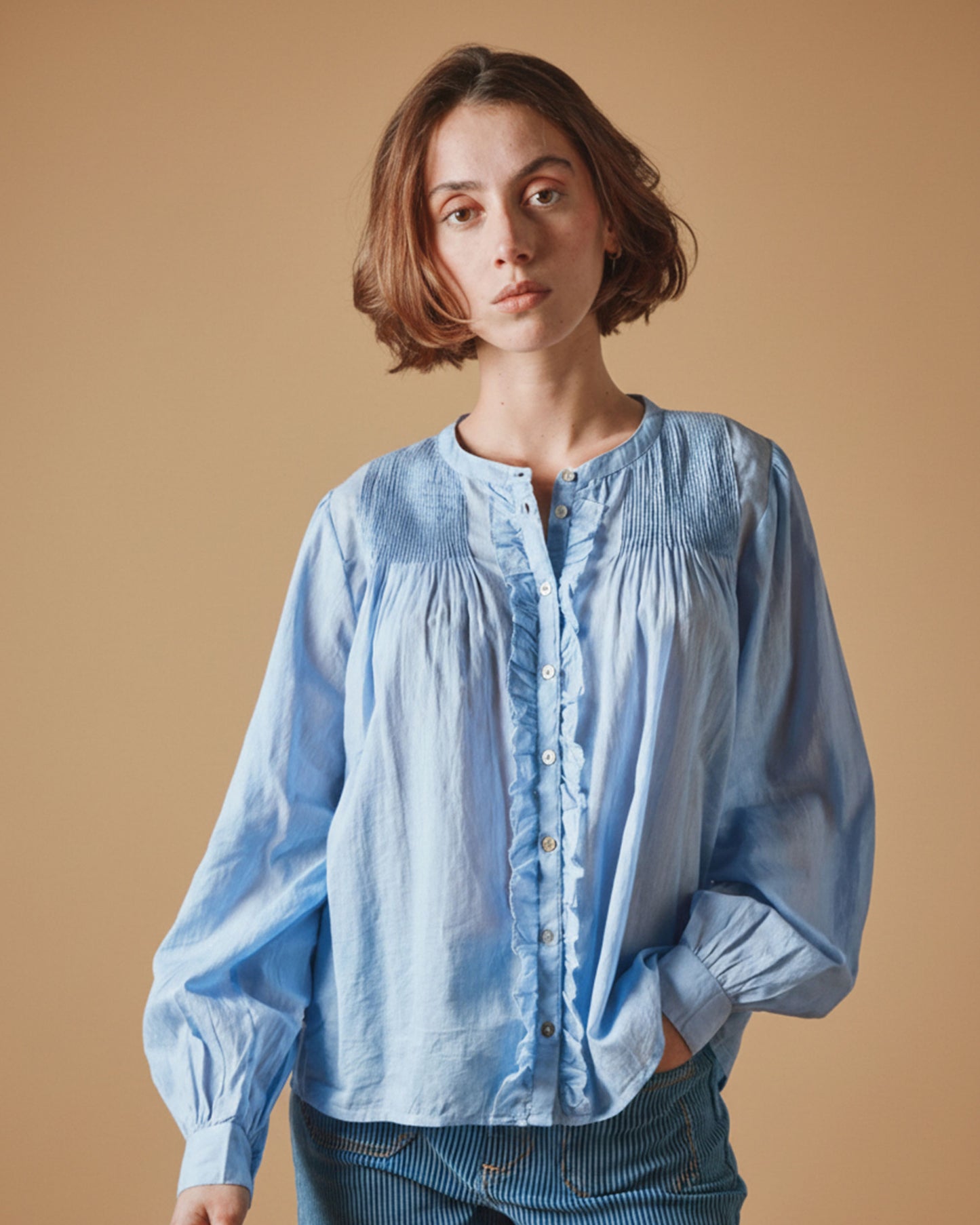 Blouse - Plissé bleu