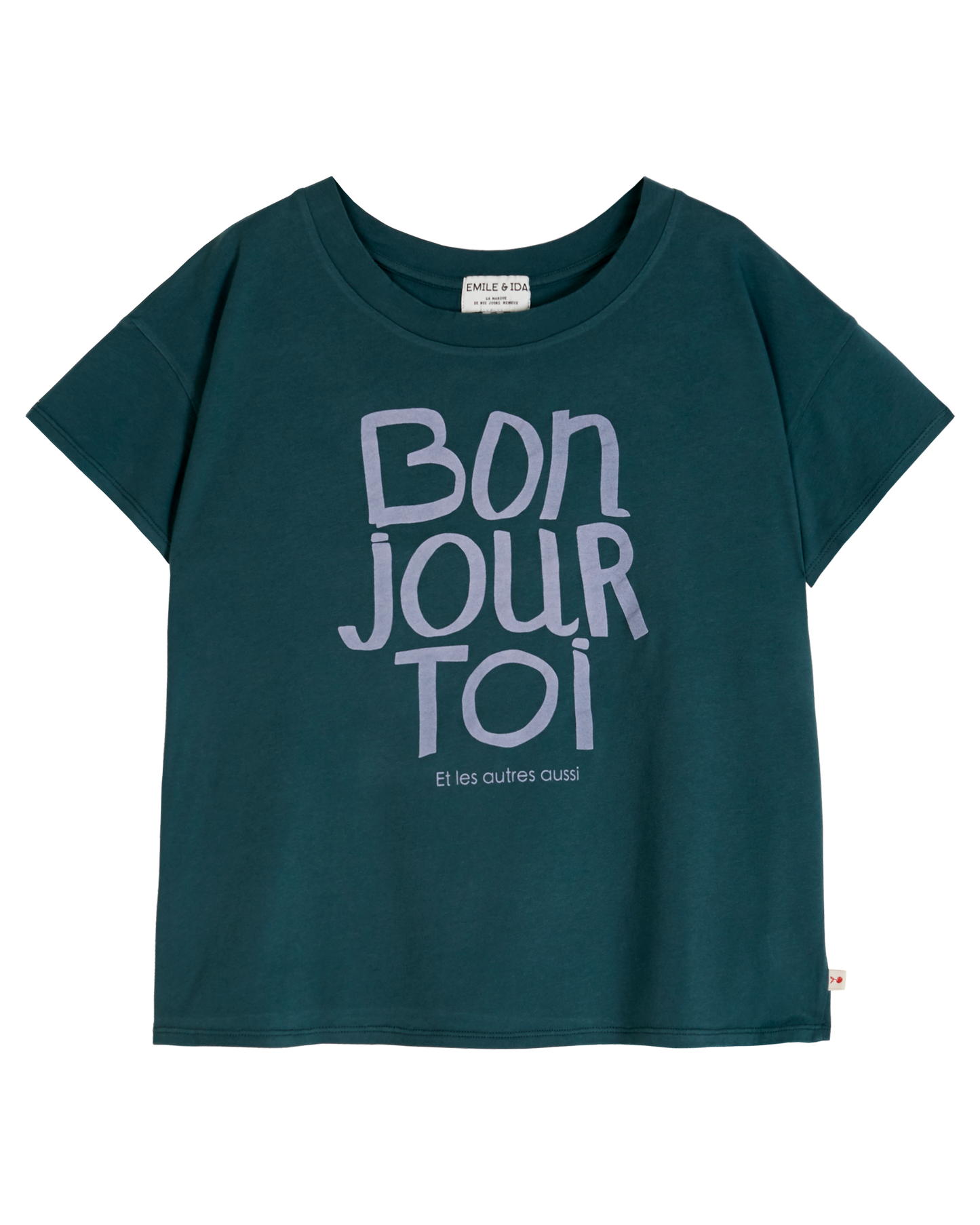 T-shirt Bonjour Toi coton bio vert sapin