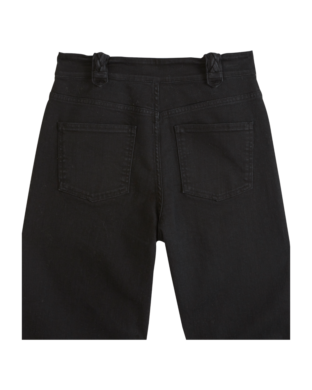 Black denim cotton wide pants