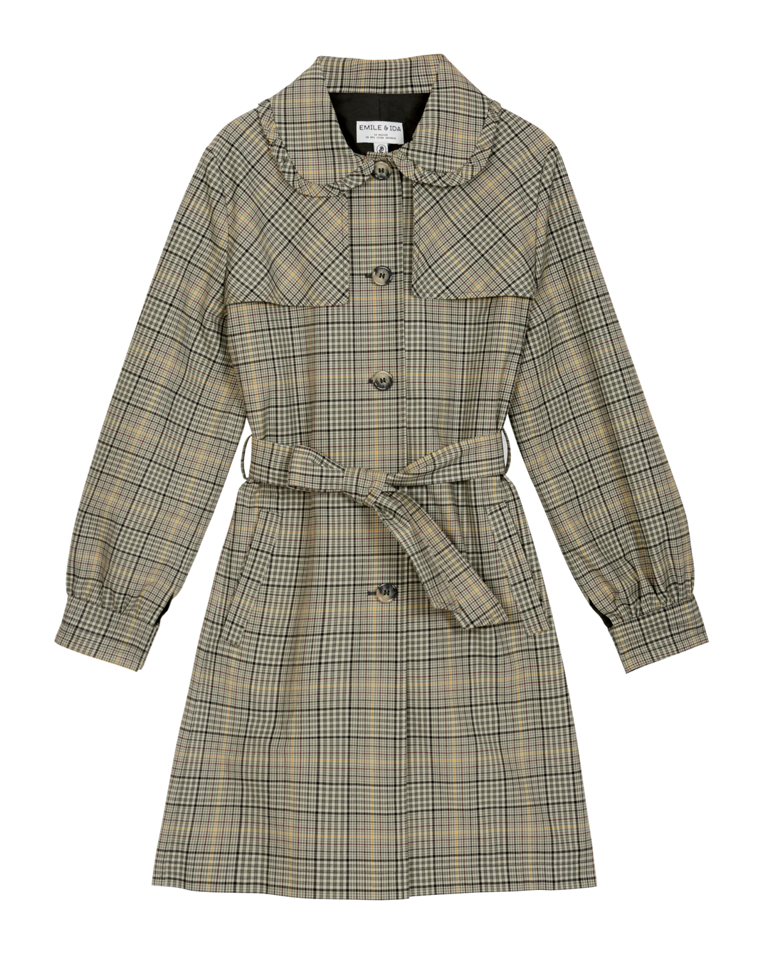 Trench coat Prince de Galles noir et beige