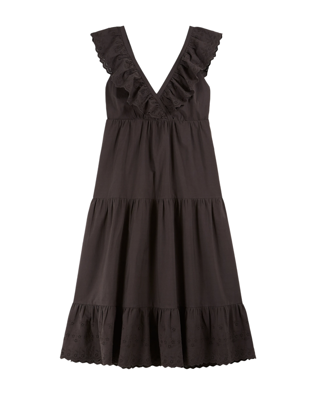 Robe longue - broderie anglaise bitume