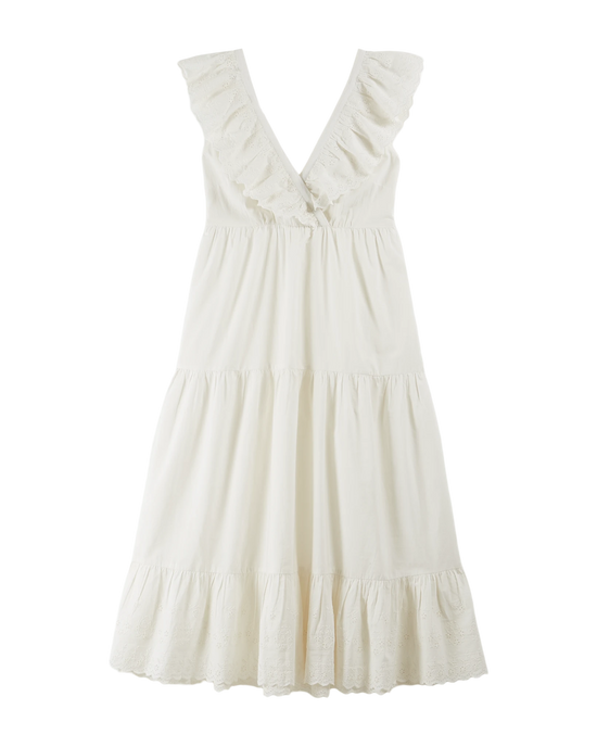emile et ida Robe longue broderie anglaise blanc
