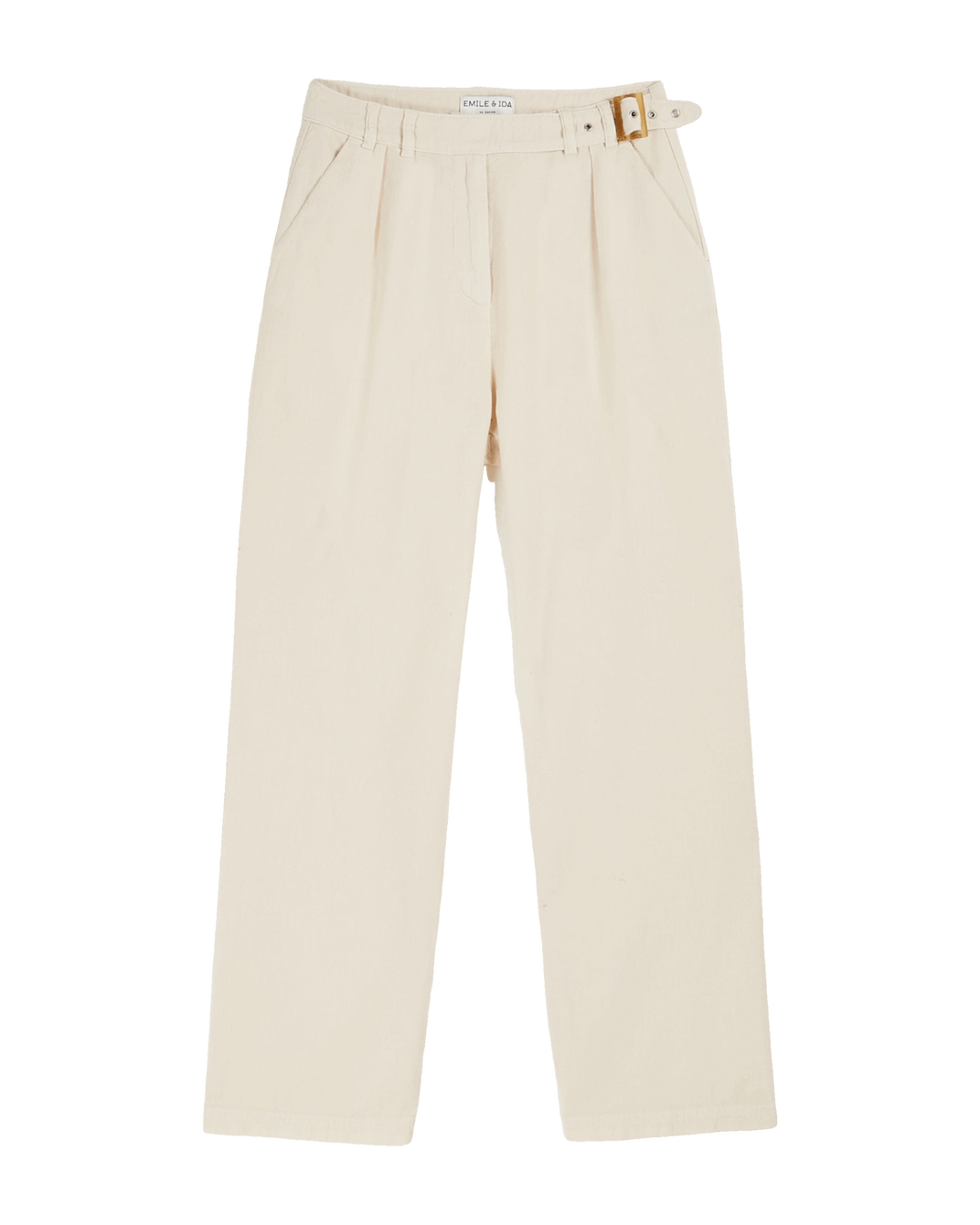 Pantalon - ceinturé coton lin crème
