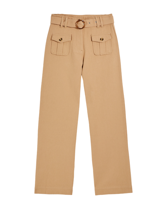 emile et ida Pantalon ceinturé denim beige