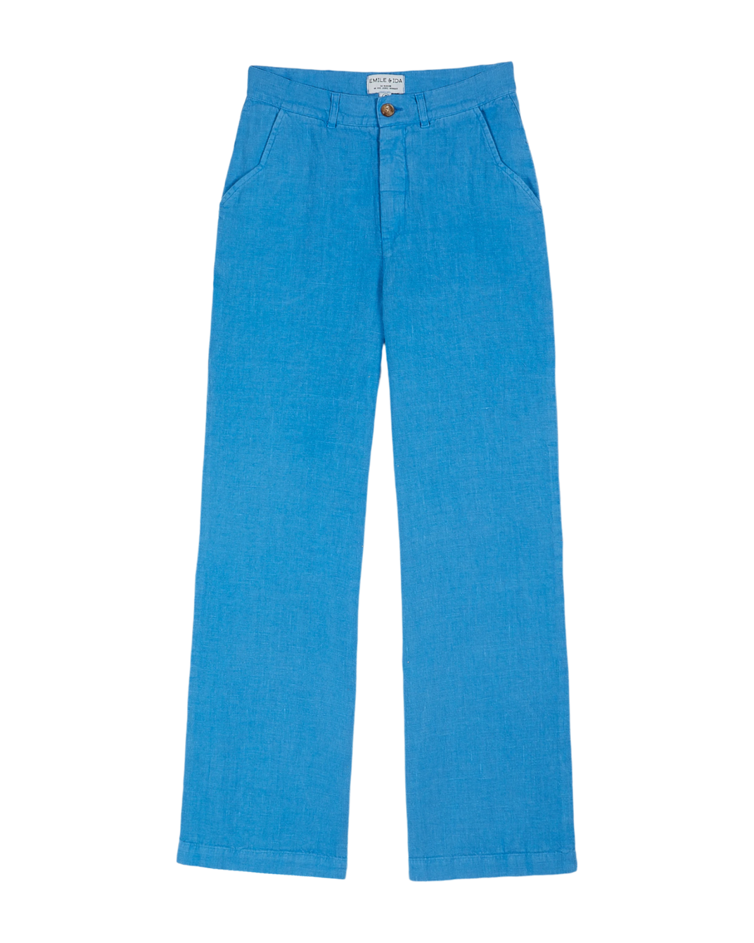 Pantalon - droit lin bleu