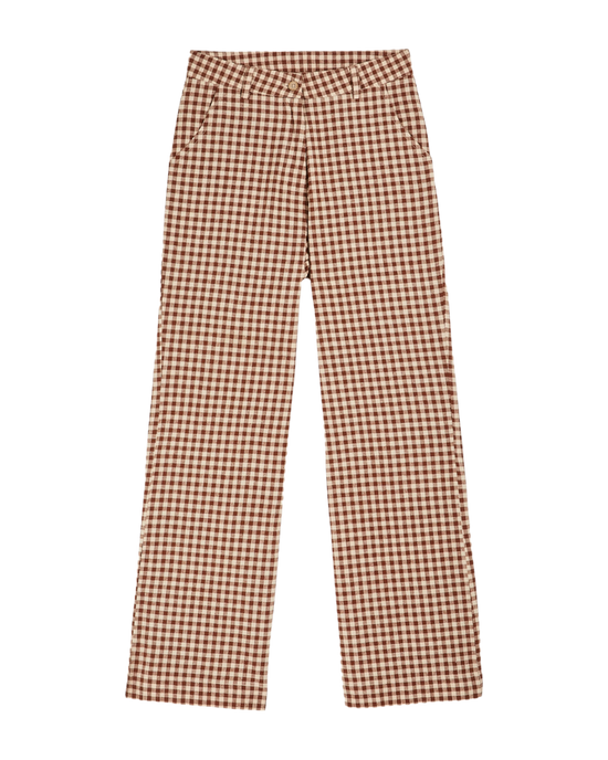 emile et ida Pantalon vichy écru et chocolat