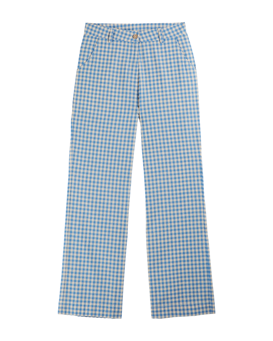 Pantalon - large vichy écru et bleu