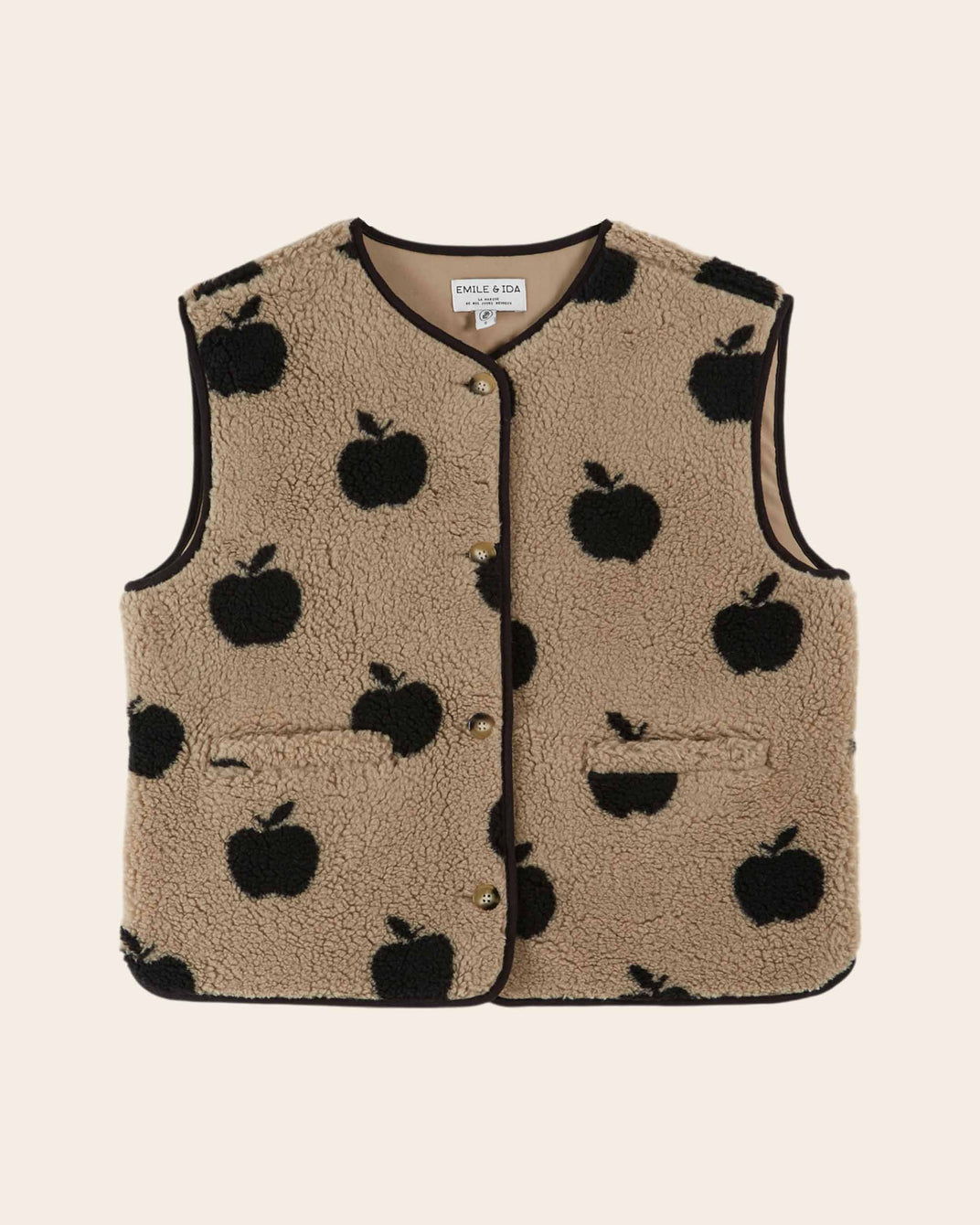 Veste sans manches sherpa pommes grège