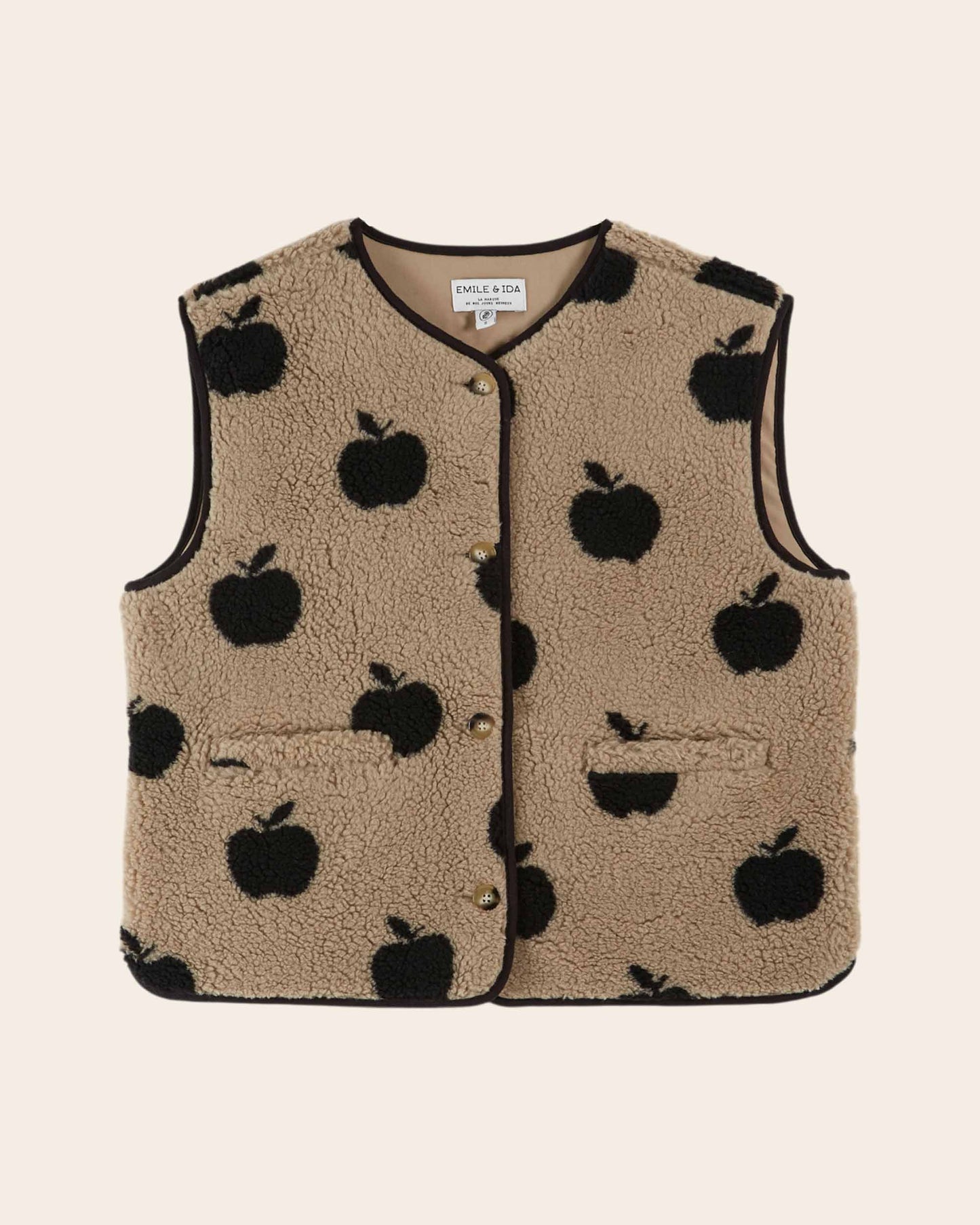 Veste sans manches sherpa pommes grège