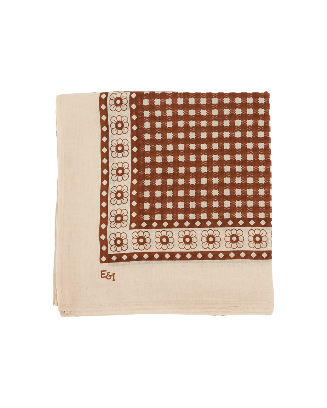 Chocolate gingham scarf 100 x 100 cm