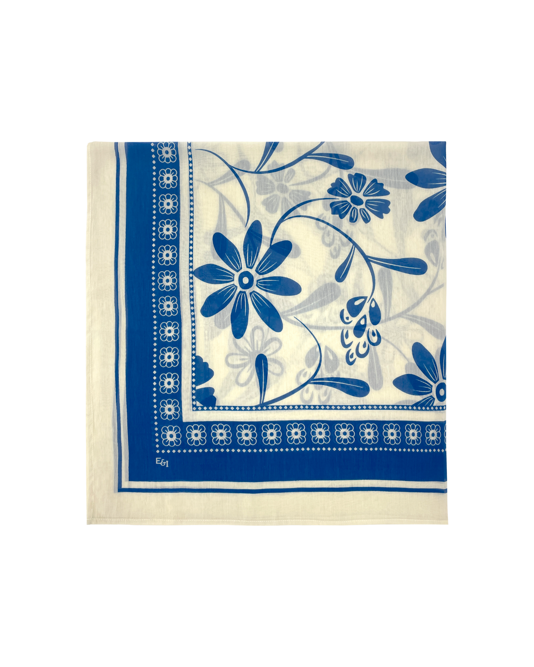 Foulard - Fleurs bleu 100 x 100 cm