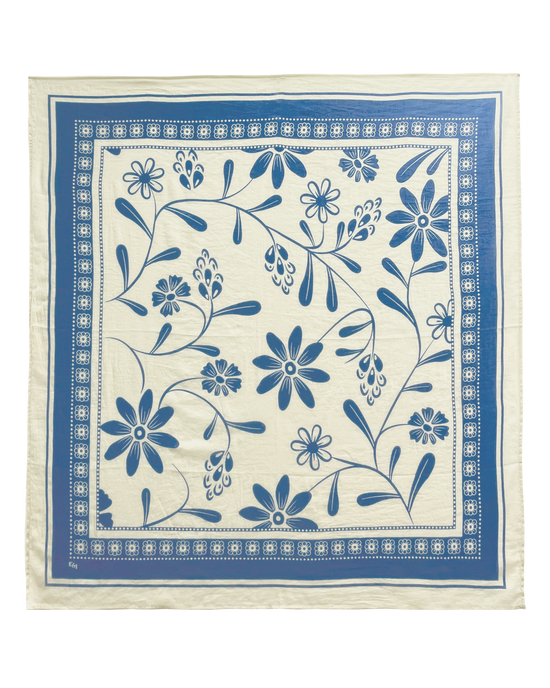 emile et ida Foulard à fleurs bleu 100 x 100 cm
