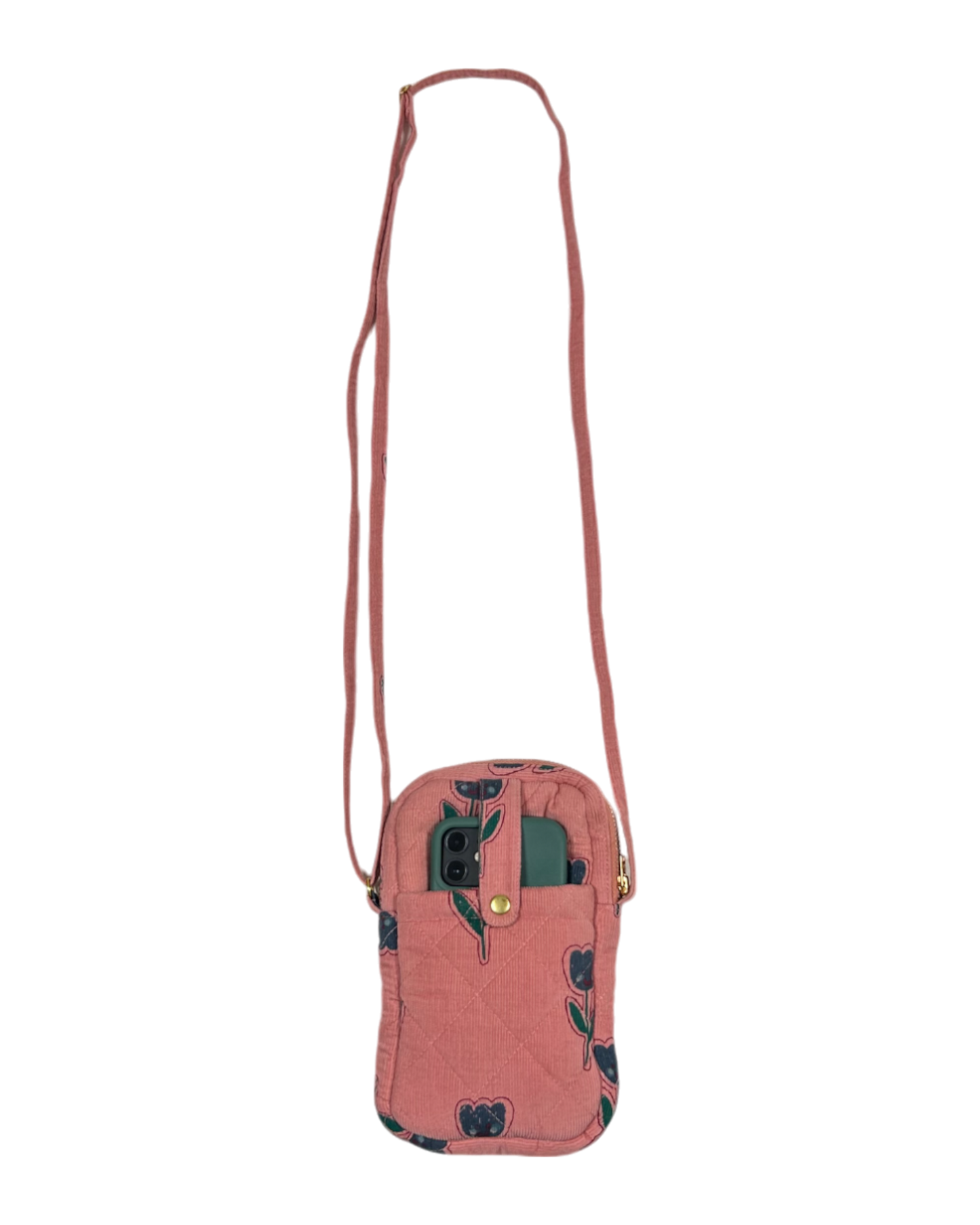 Pochette téléphone velours tulipe blush