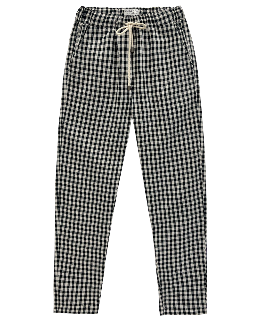Pantalon coupe relaxed en lin vichy noir