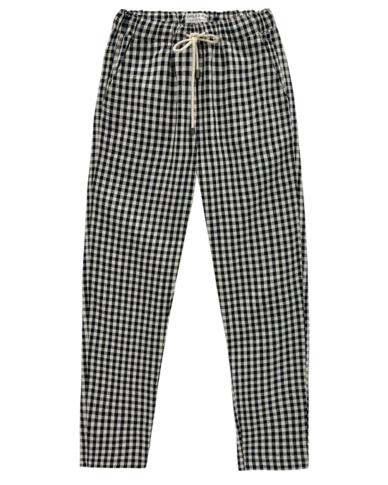 emile et ida Pantalon coupe relaxed en lin vichy noir