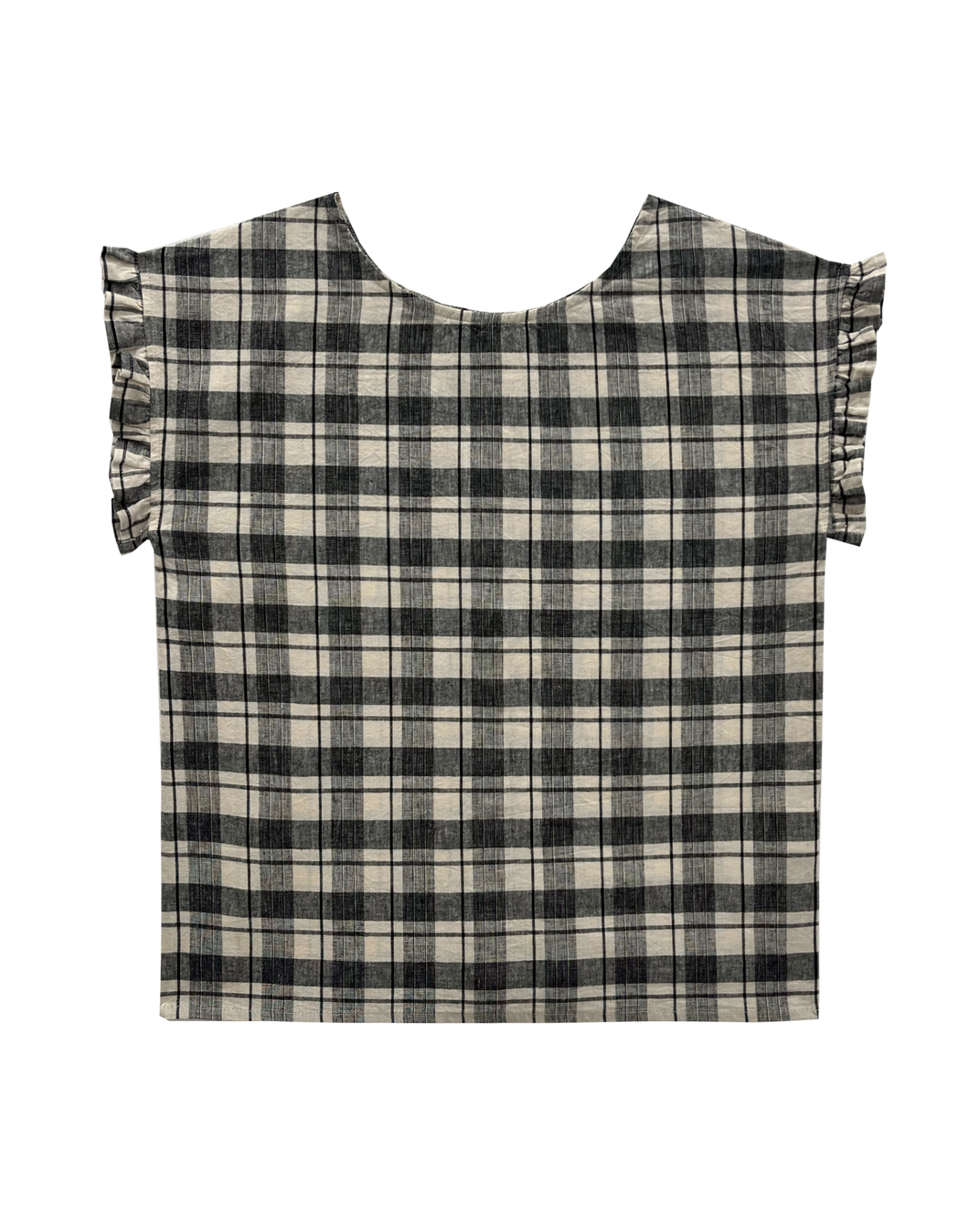 Blouse volantée carreaux noir