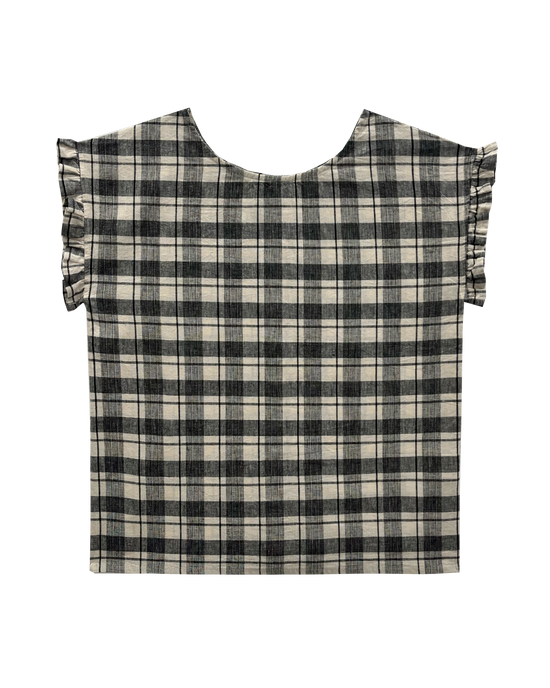 emile et ida Blouse volantée carreaux noir