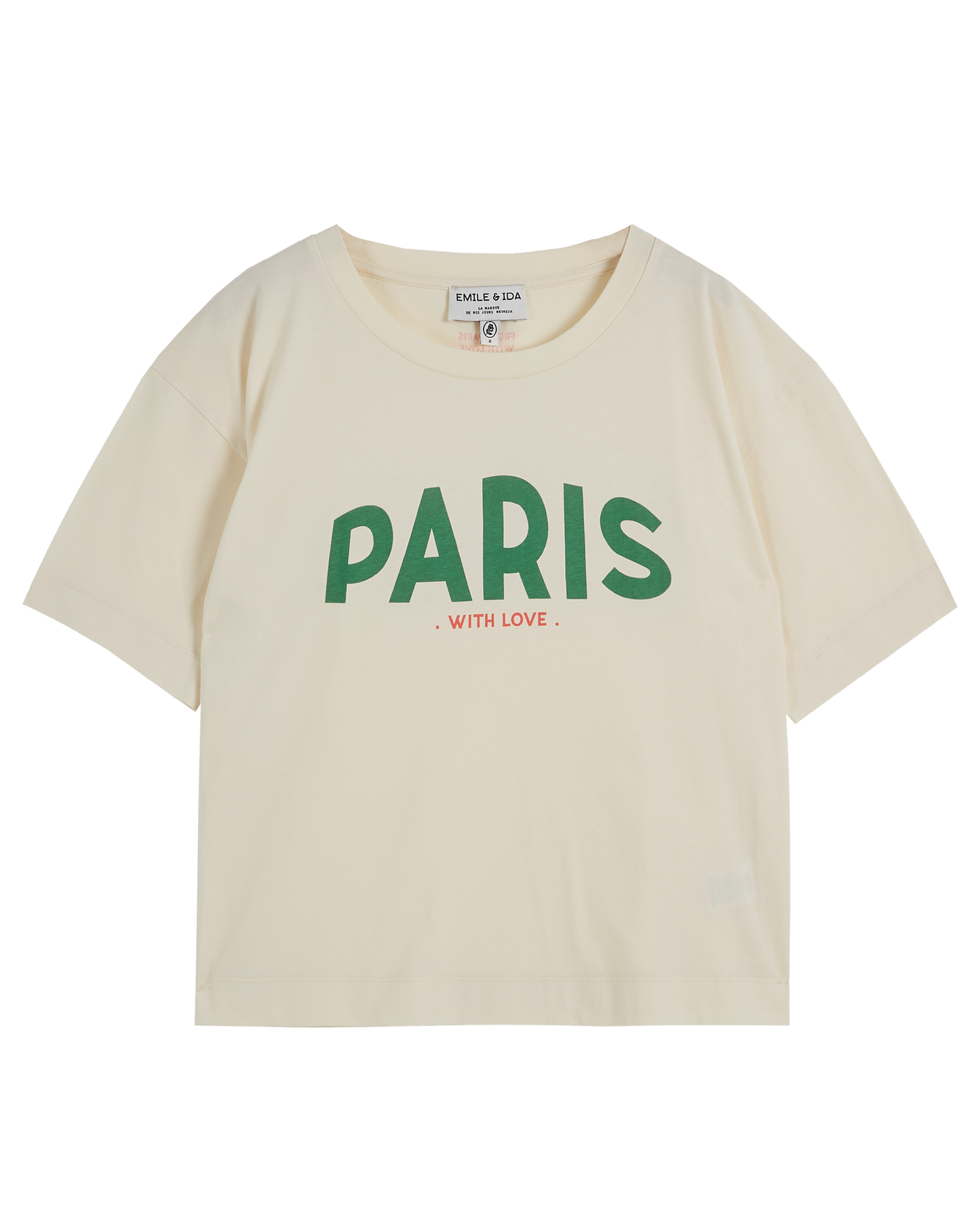 T-shirt Paris coton bio écru et vert