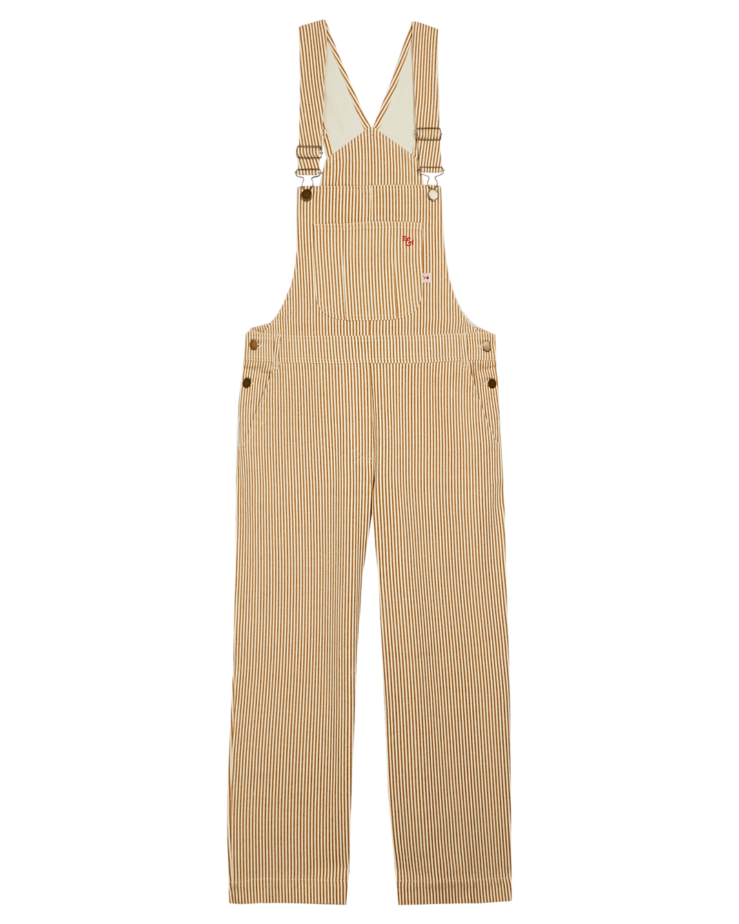 Salopette denim rayures écru et miel