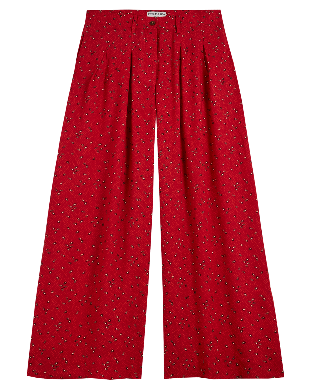 Pantalon palazzo à fleurs rouge