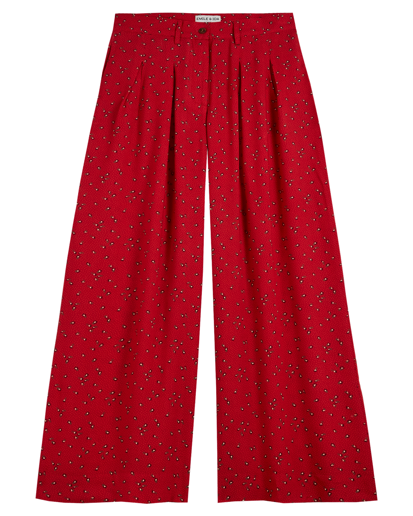 Pantalon palazzo à fleurs rouge