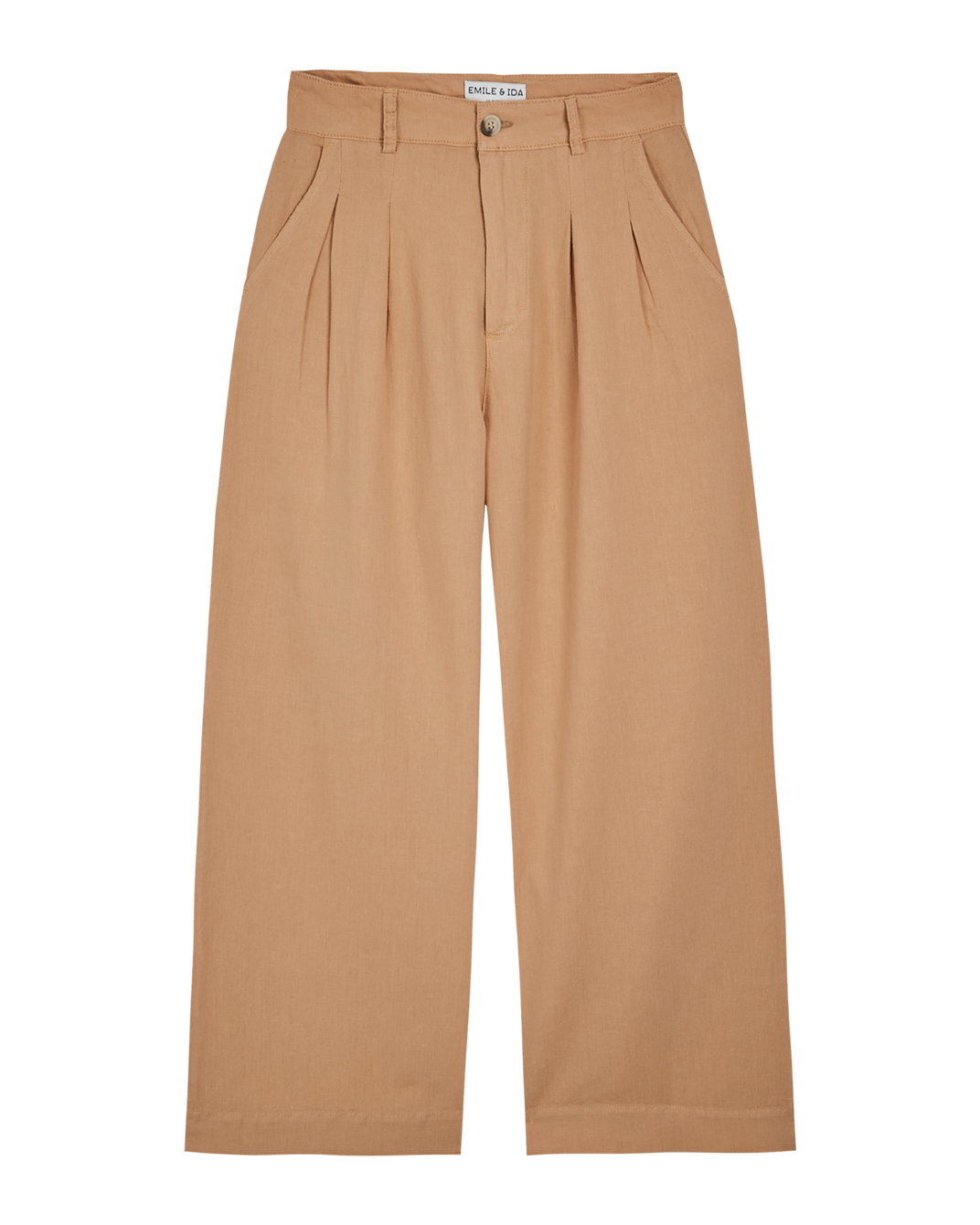 Pantalon - palazzo lin et coton beige