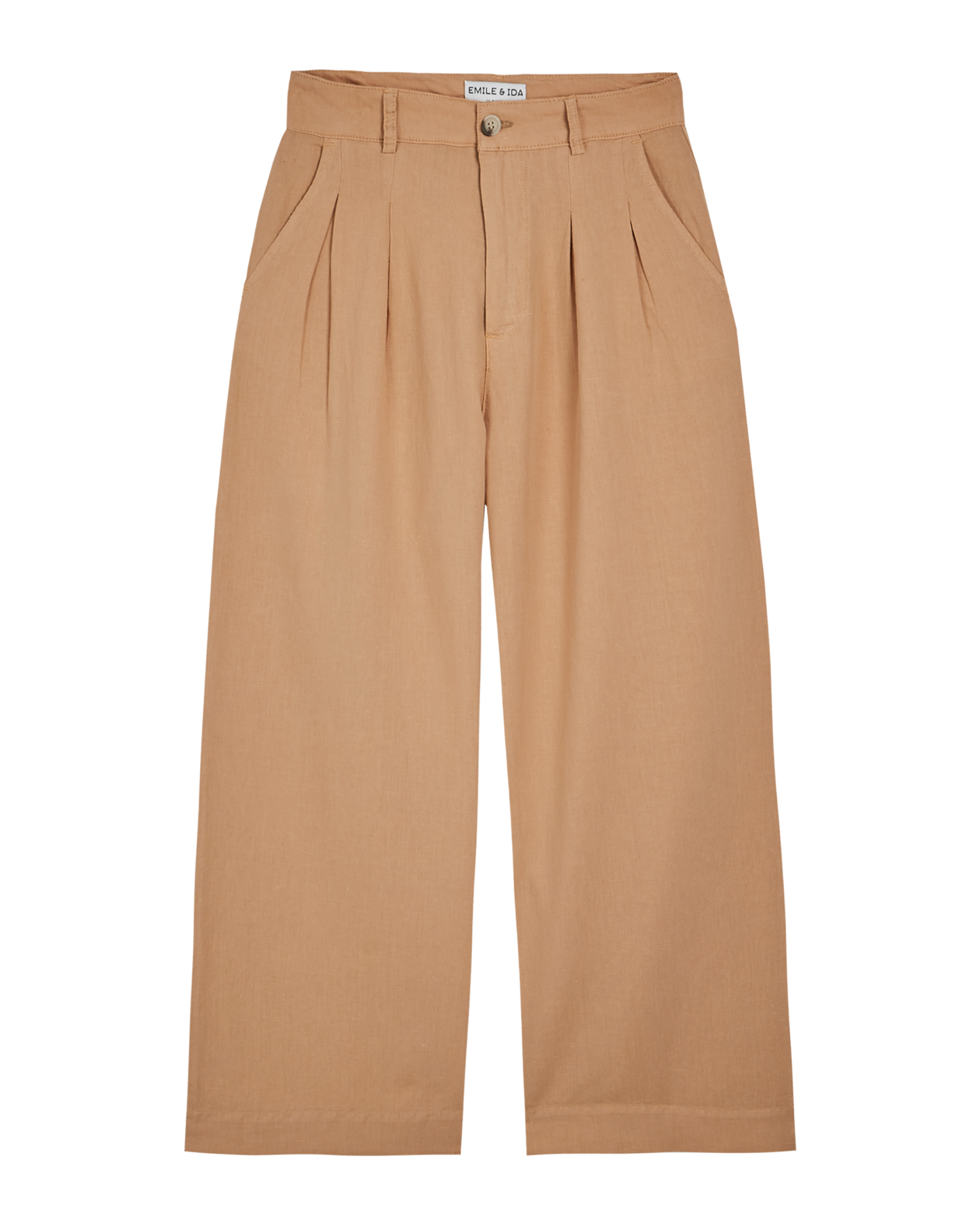 Pantalon - palazzo lin et coton beige