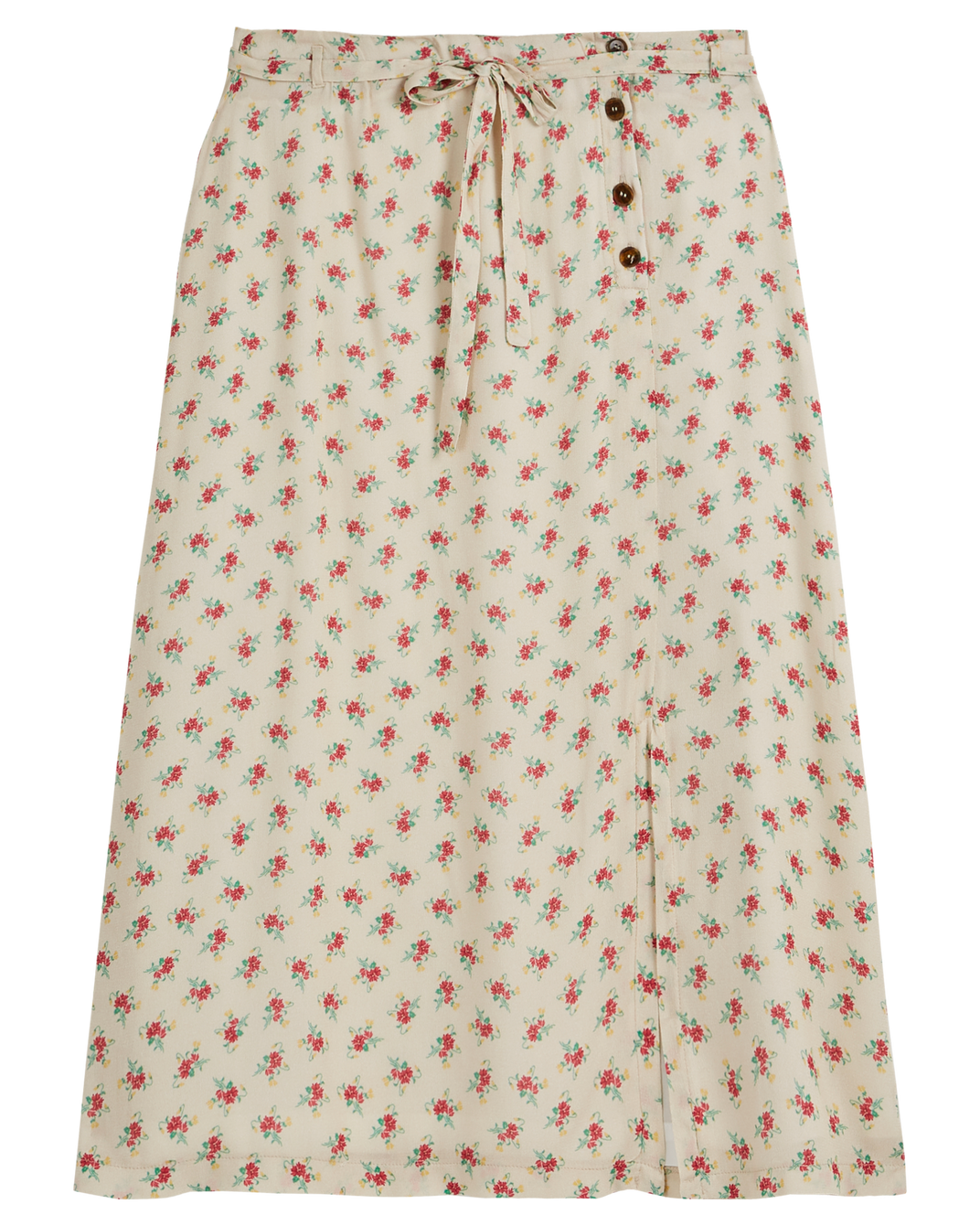 Jupe - mi-longue - Fleurs beige