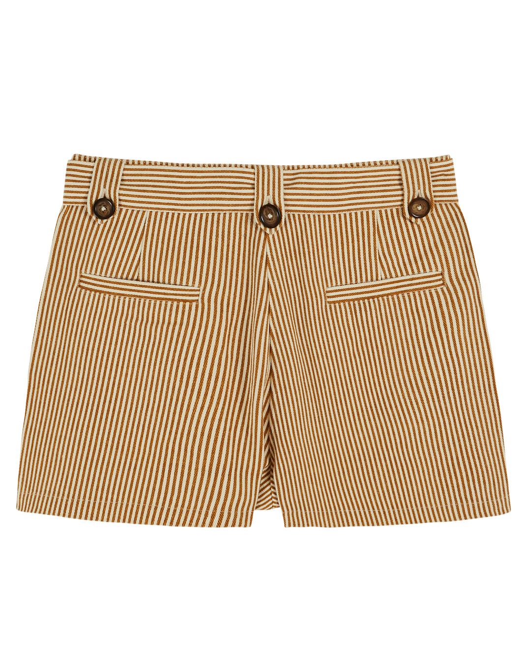 Short - toile de coton rayures écru et miel