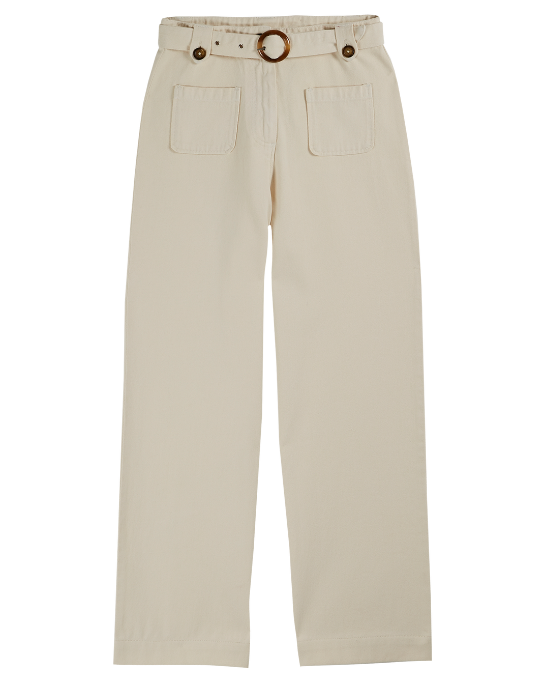 Ecru cotton canvas pants