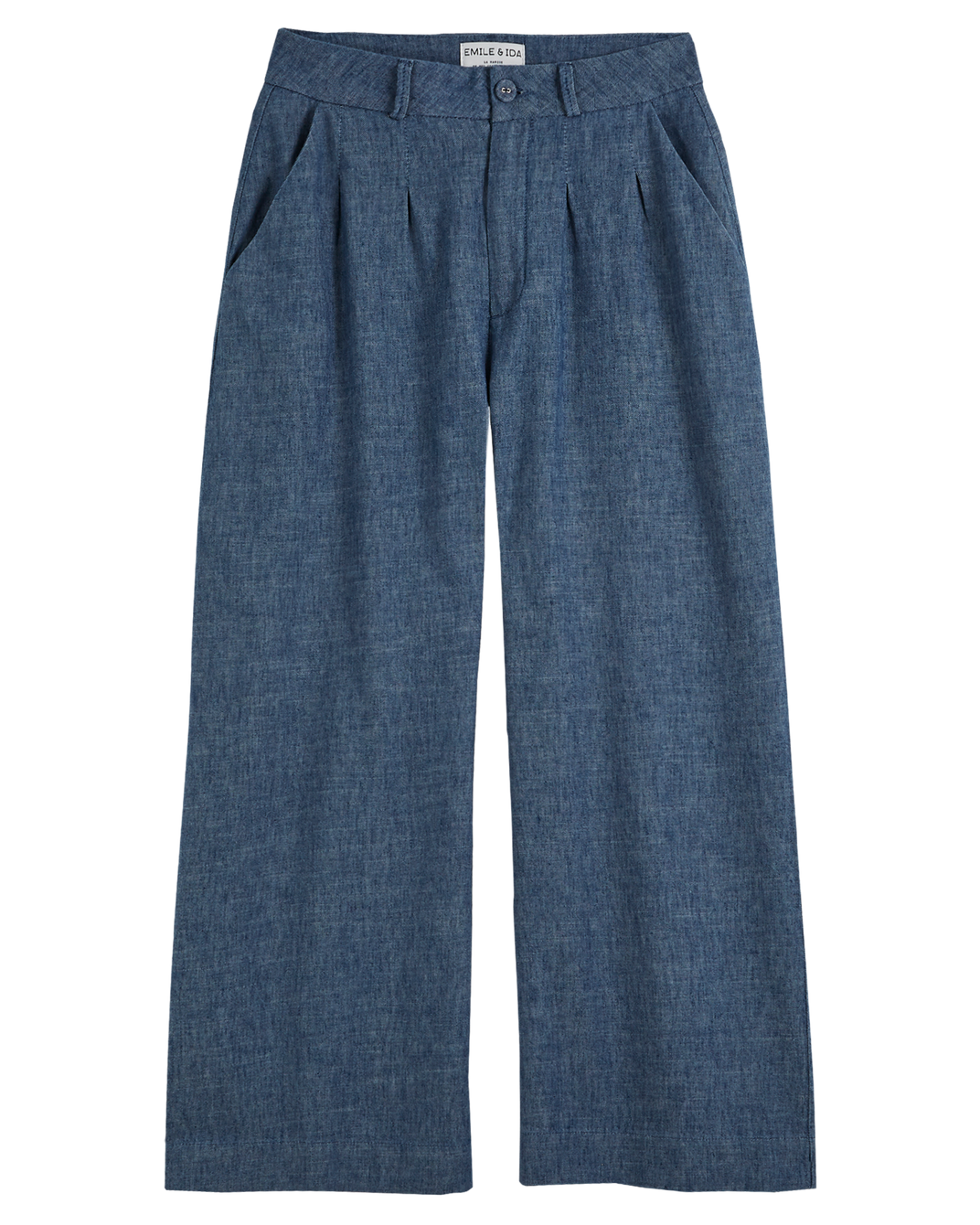 Pantalon palazzo lin et coton bleu indigo