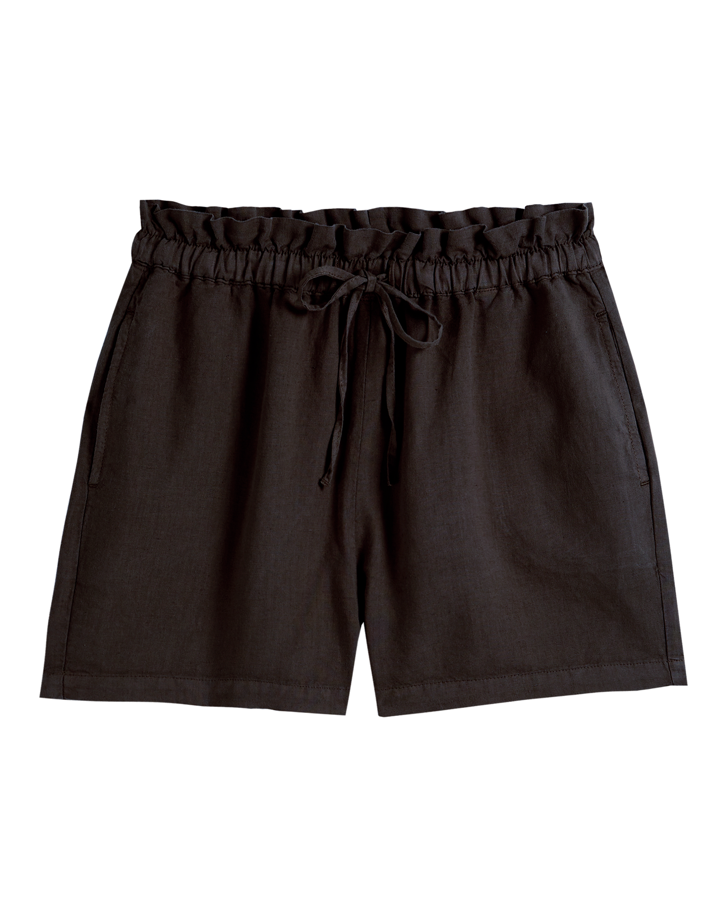 Loose linen and cotton bitumen shorts