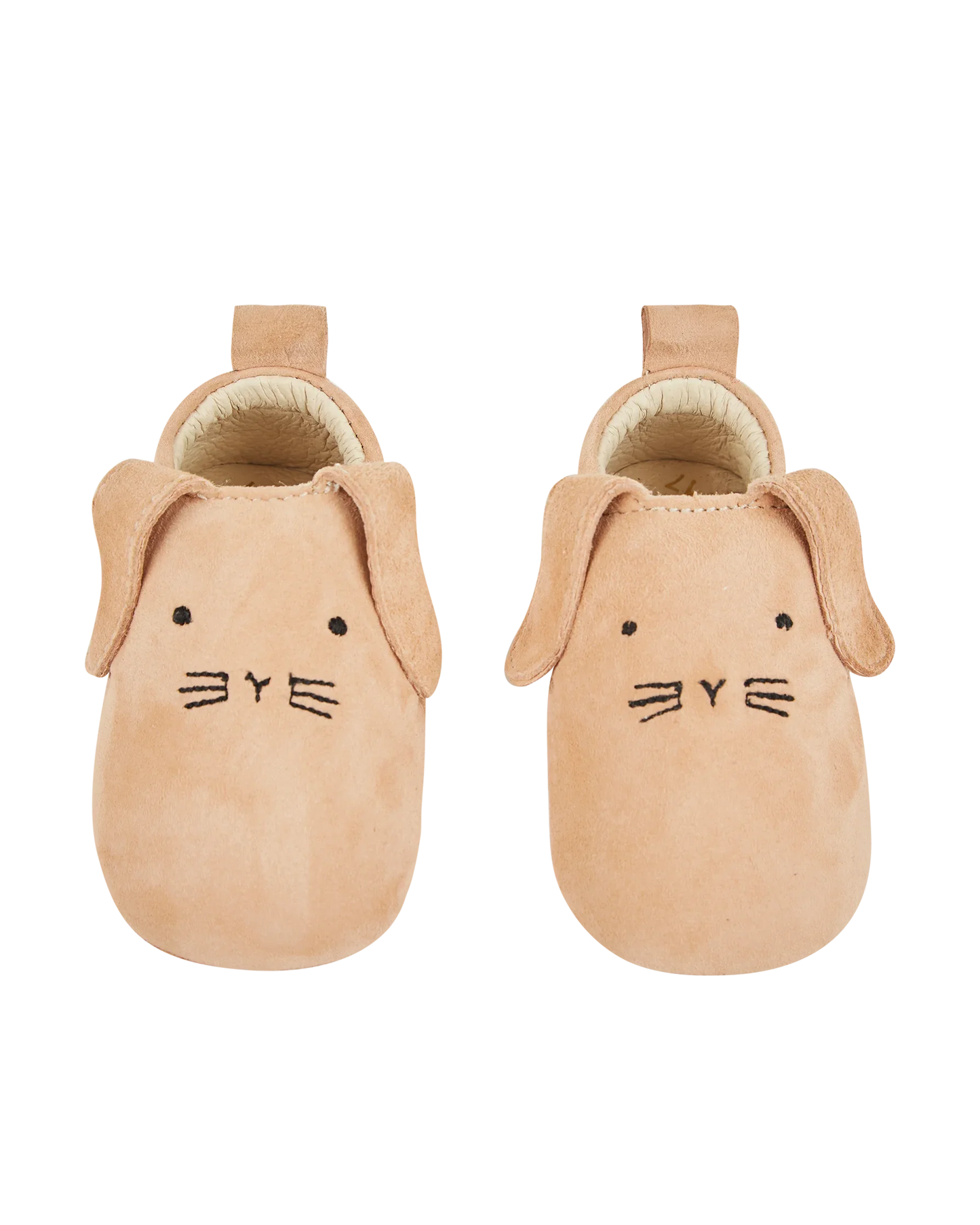 Chaussons lapin cuir beige