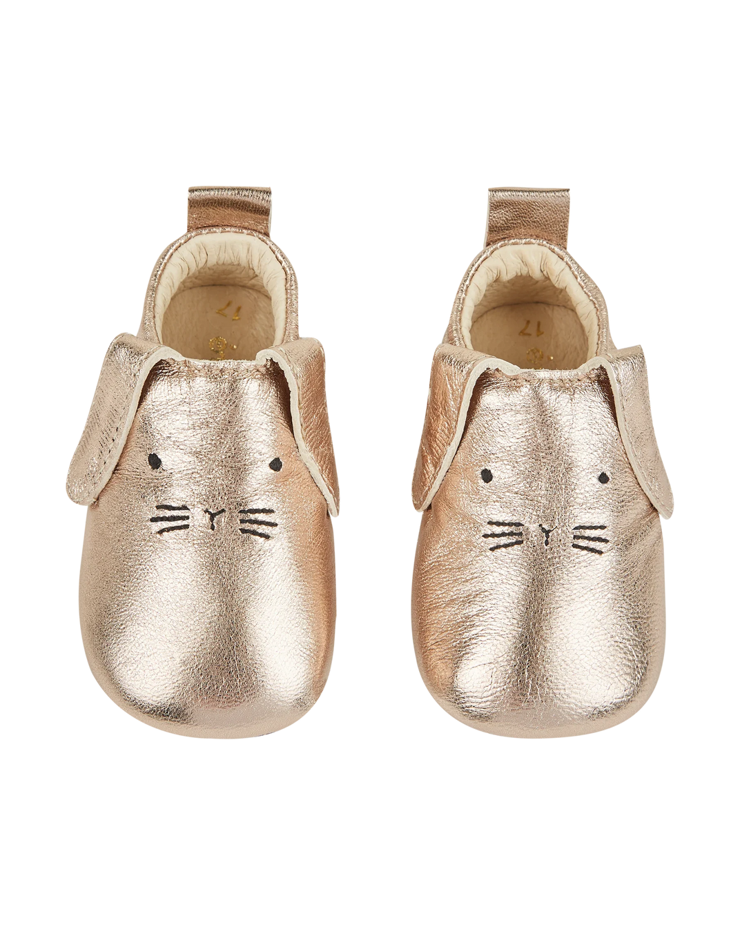 Chaussons lapin cuir doré