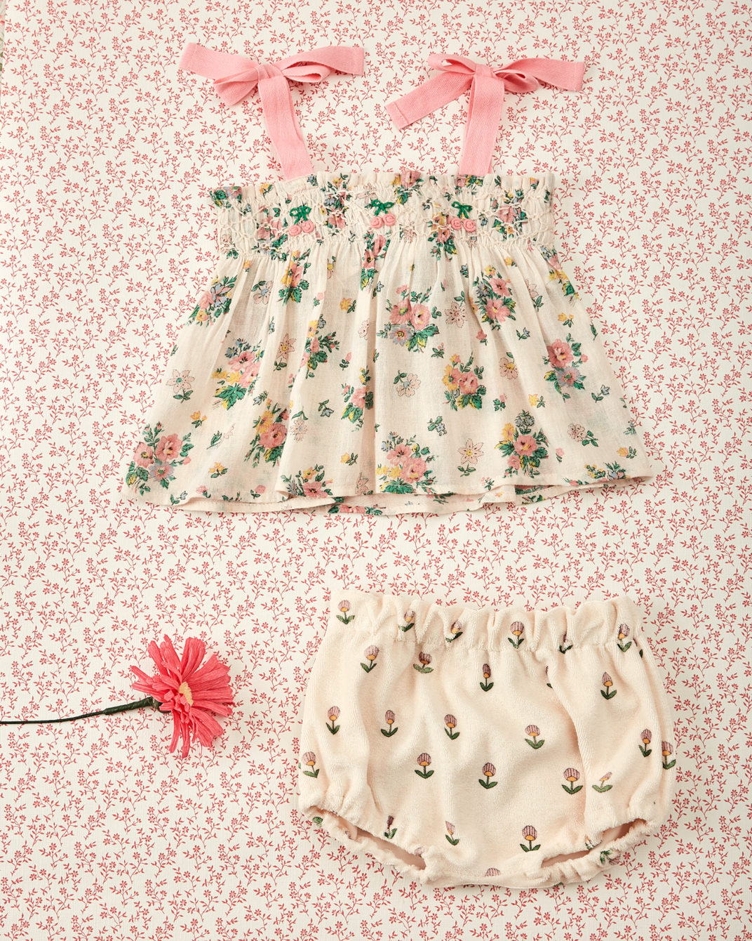 Pink spring smocked top