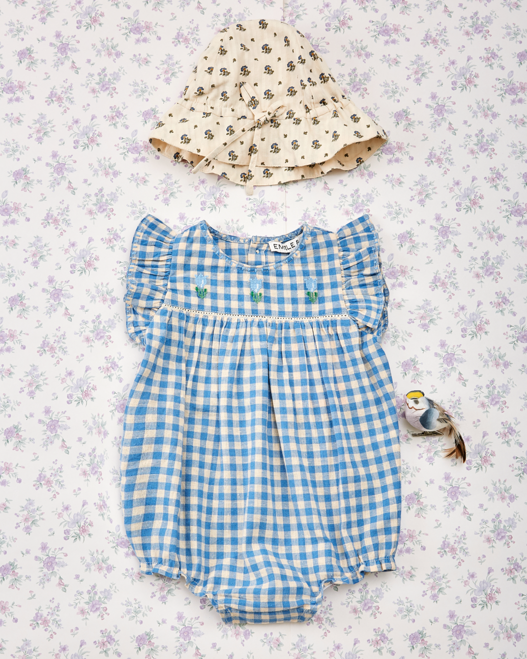 Combibloomer - brodé vichy bleu