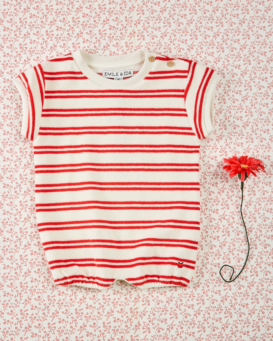 Red striped terry combi-bloomer