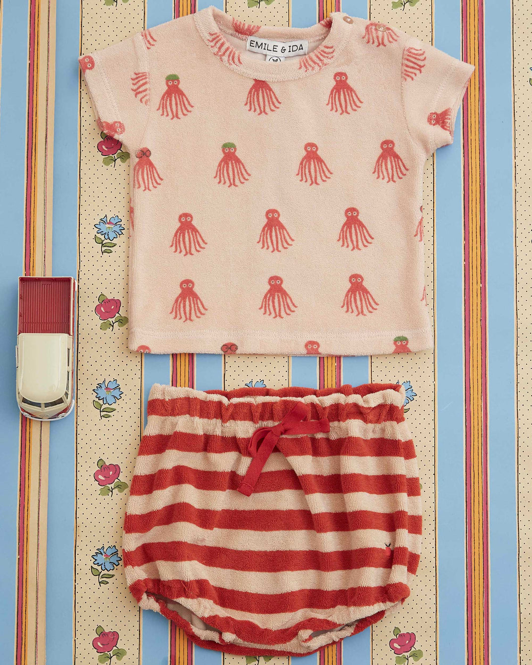 Red striped terry bloomers