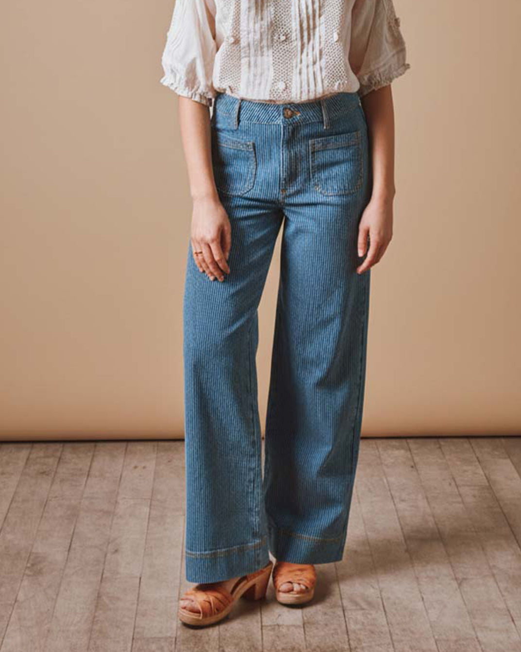 Pantalon - Rayé bleu et blanc