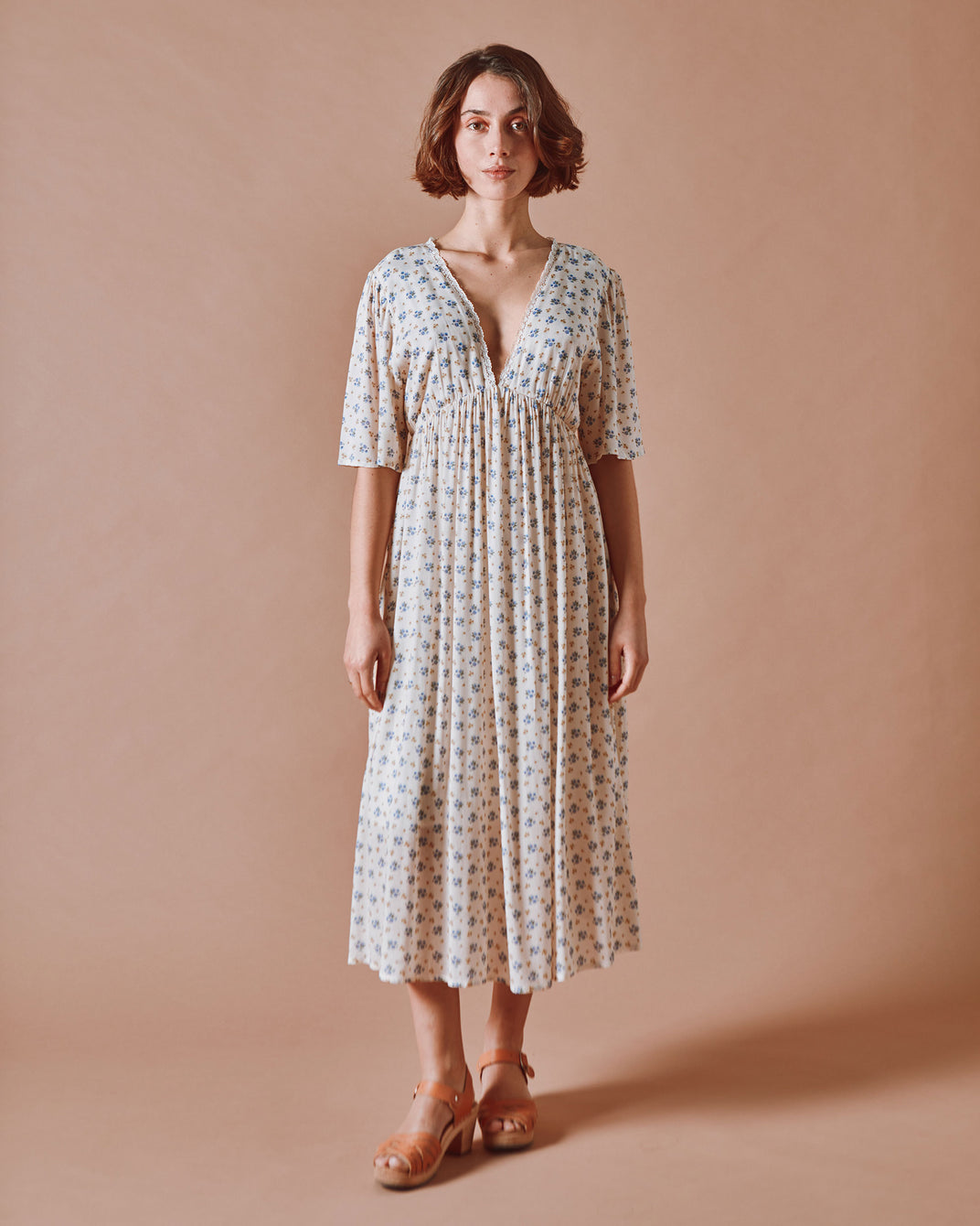 Robe longue - Fleuri bleuet