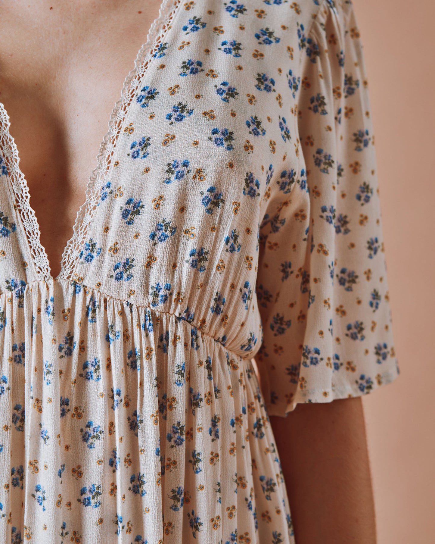 Robe longue - Fleuri bleuet