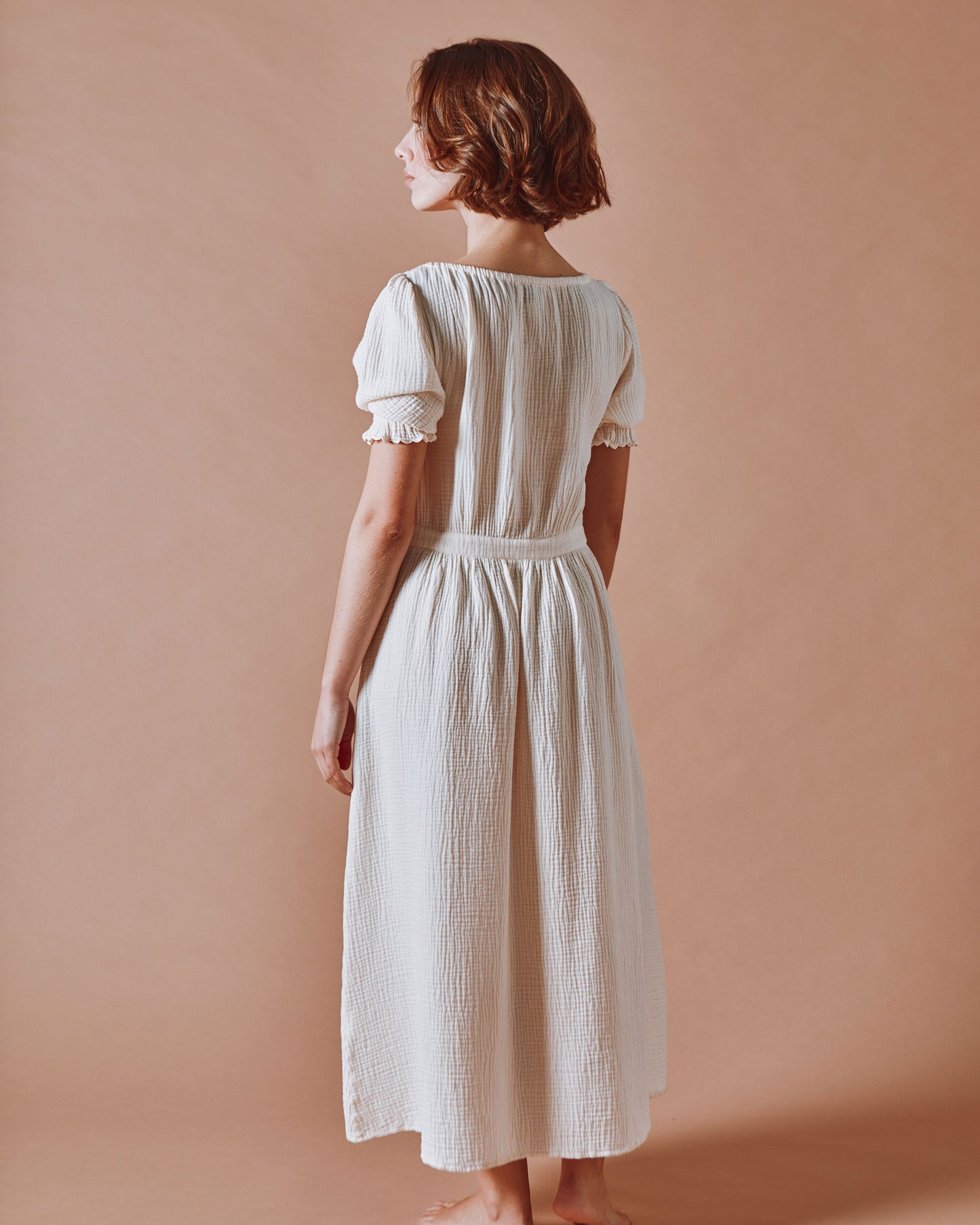 Robe longue - Gaze de coton crème
