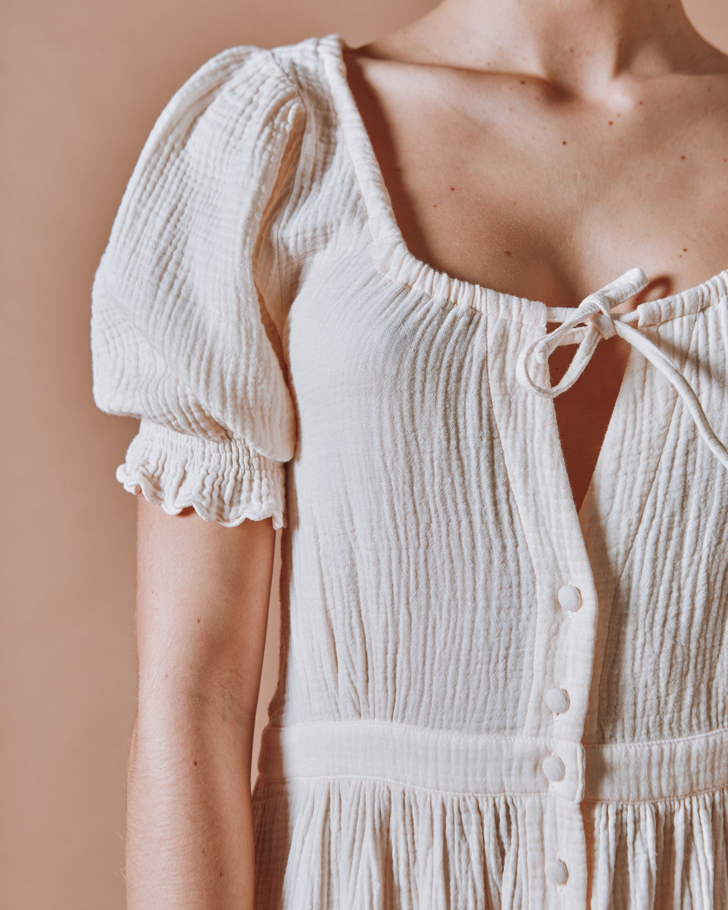 Robe longue - Gaze de coton crème